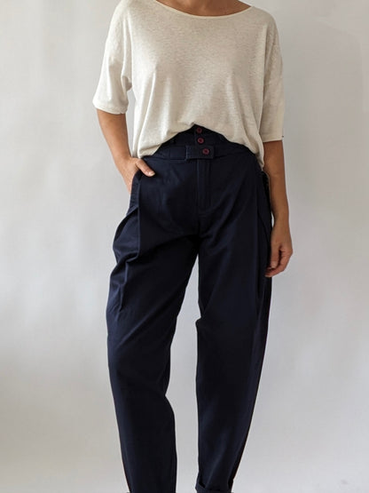 Vintage Midnight Pleated Twill Trousers