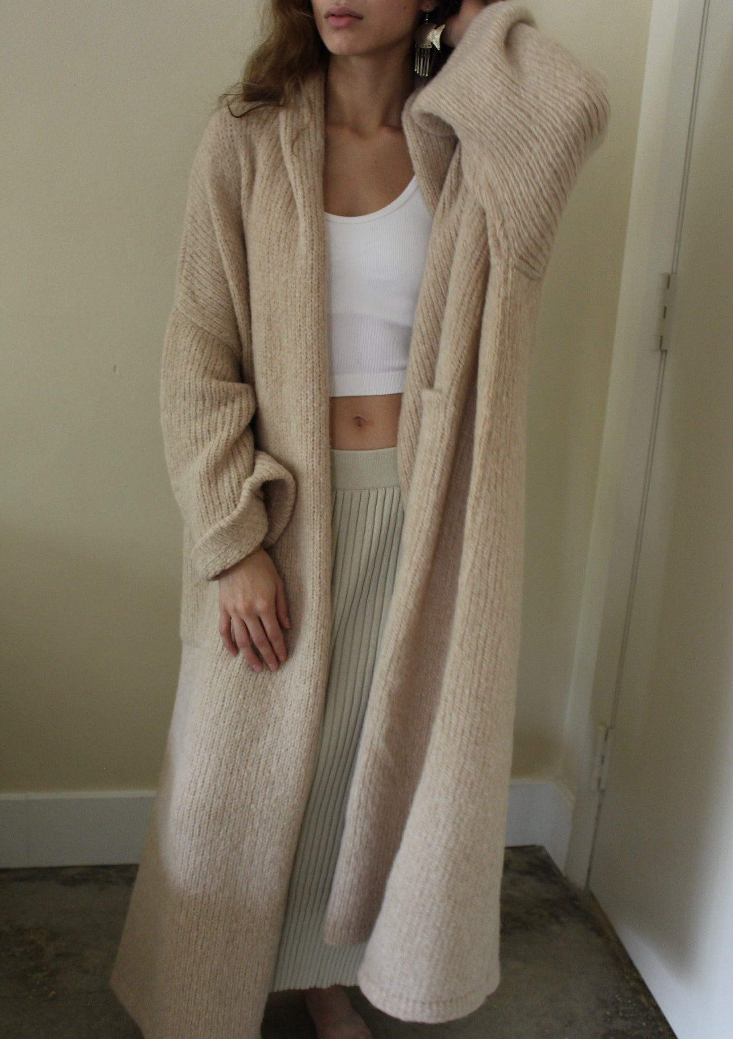 Haori Extra Long Alpaca Sweater Coat