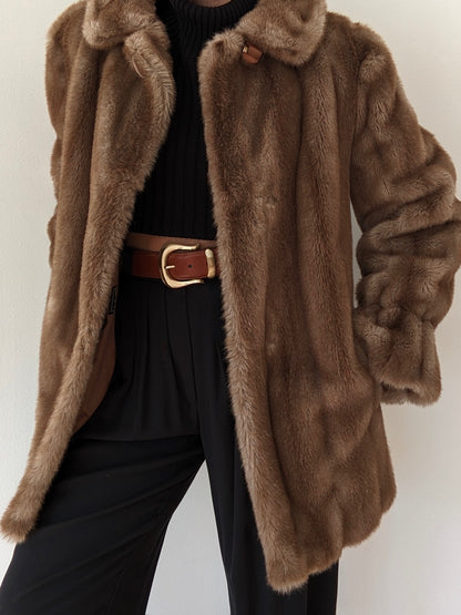 Luxury Vintage Plush Faux Fur Coat