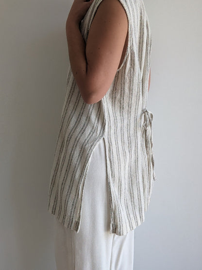 Vintage Striped Raw Silk Vest