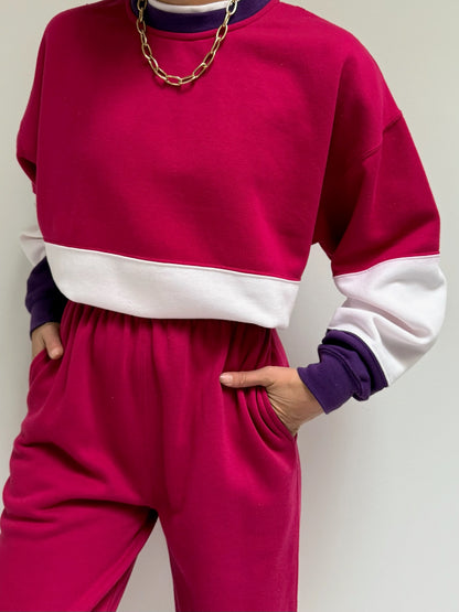 90s Bright Wide Striped Sweat Set