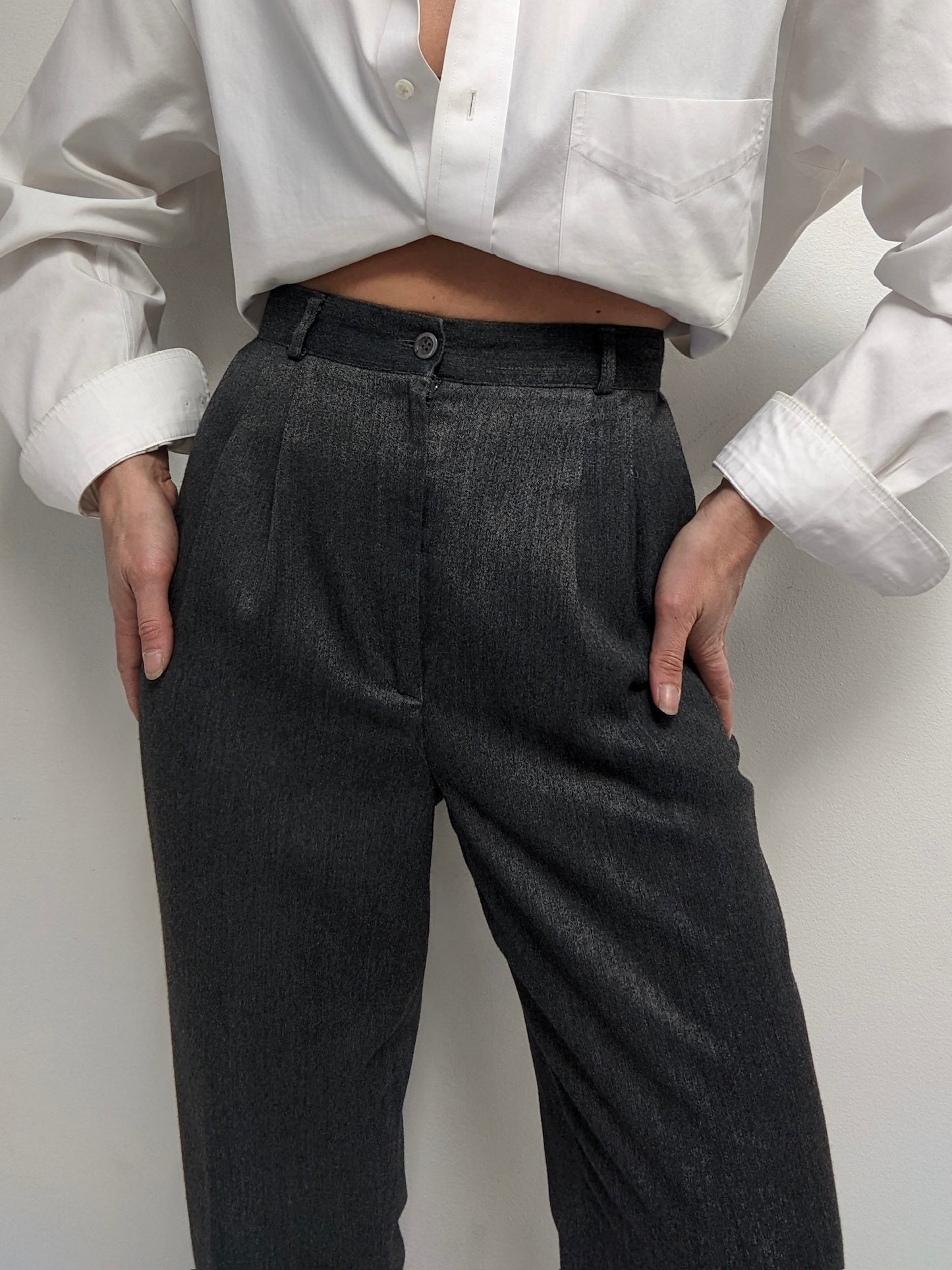 Vintage Pleated Charcoal Trousers