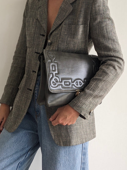 Vintage Smoke Vegan Leather Clutch Bag