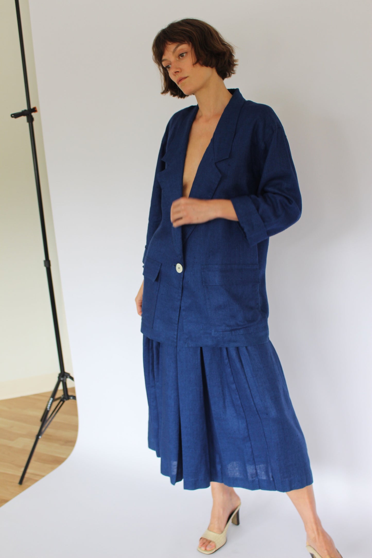 Vintage Lapis Linen Pant Suit