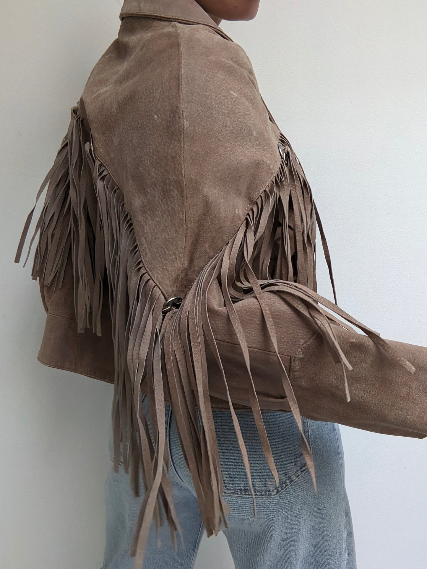 Vintage Amaretto Fringed Suede Jacket