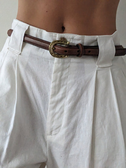 Vintage Stitched Leather & Horseshoe Buckle Belt