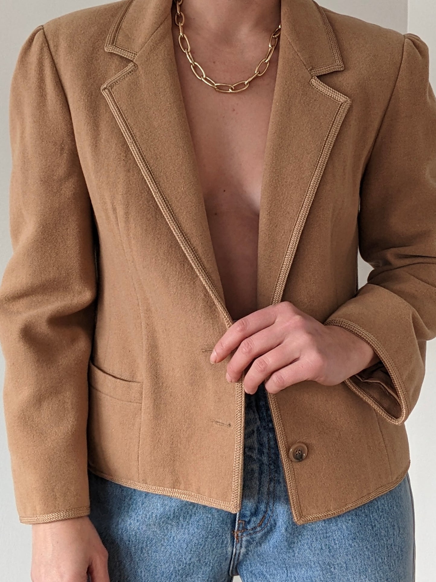 Vintage Petite Toffee Wool & Camel Hair Blazer