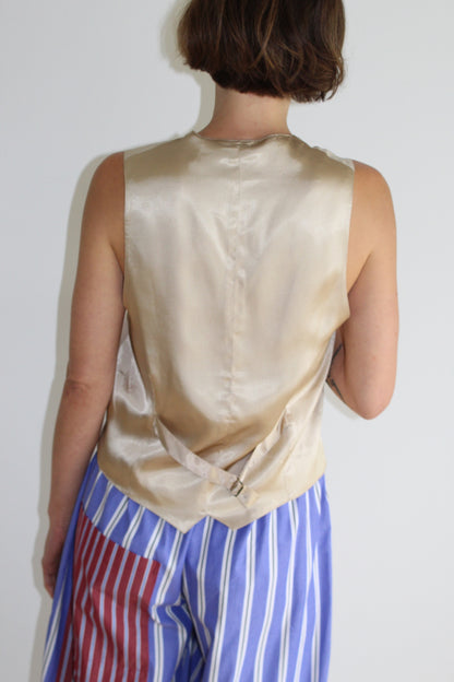 90s Vintage Sand Silk Vest