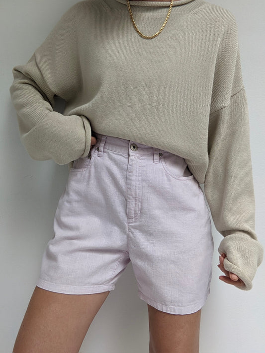 Vintage Pale Lilac Linen Shorts
