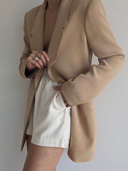 Vintage Latte Silk Blazer