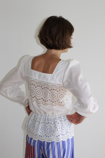 Beautiful Vintage Ivory Eyelet Blouse