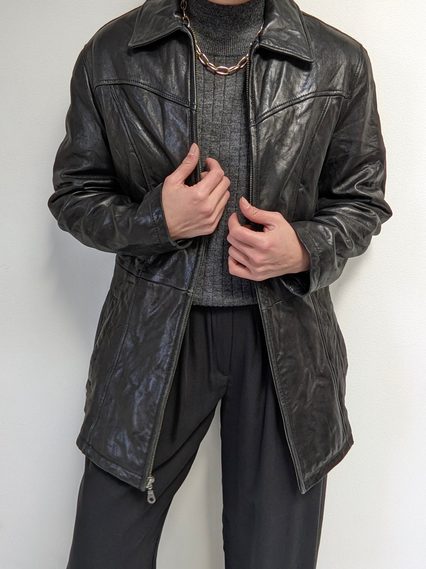 Incredibly Supple Vintage Onyx Belted Leather Jacket