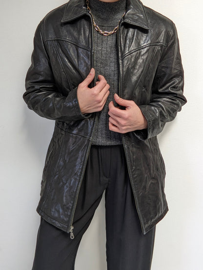Incredibly Supple Vintage Onyx Belted Leather Jacket