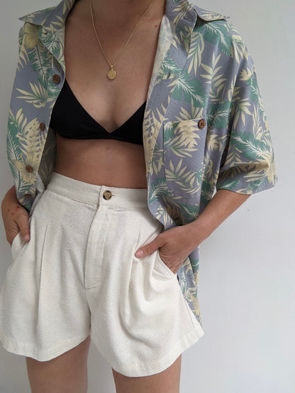 90s Tropical Print Silk Shirt