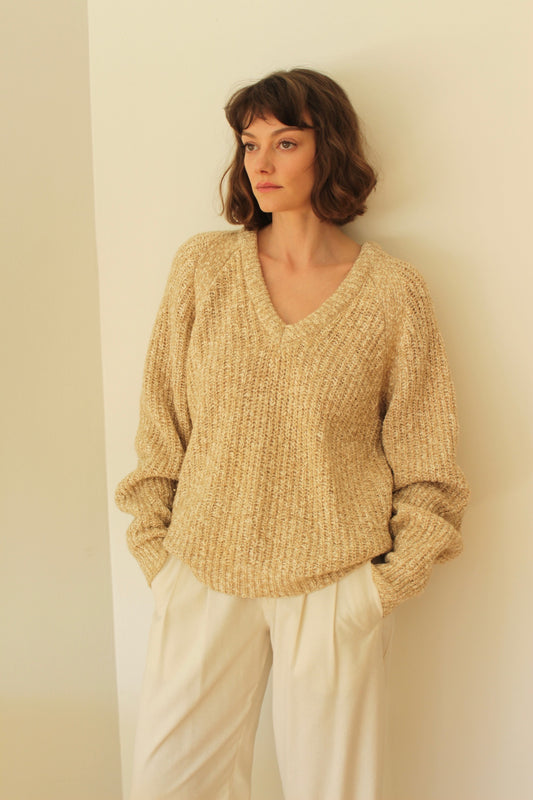 Vintage Sand Knitted Wool Sweater