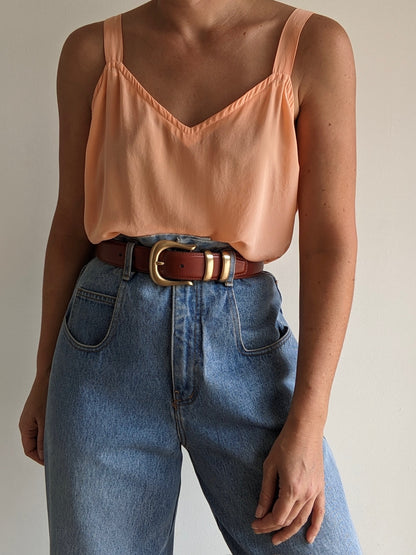 Vintage Peach Silk Slip Top