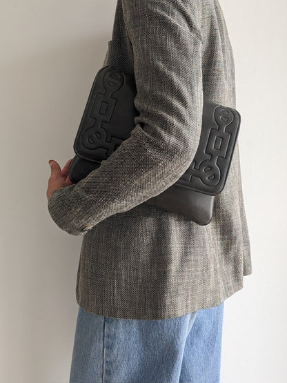 Vintage Smoke Vegan Leather Clutch Bag