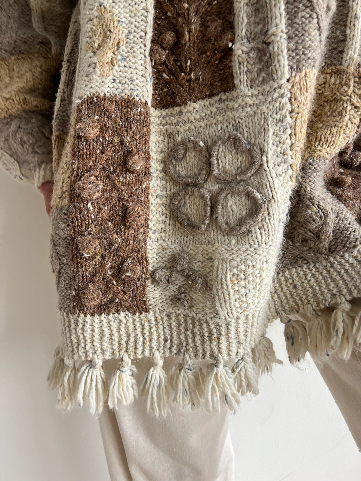 90s Handknit Patchwork Sweater