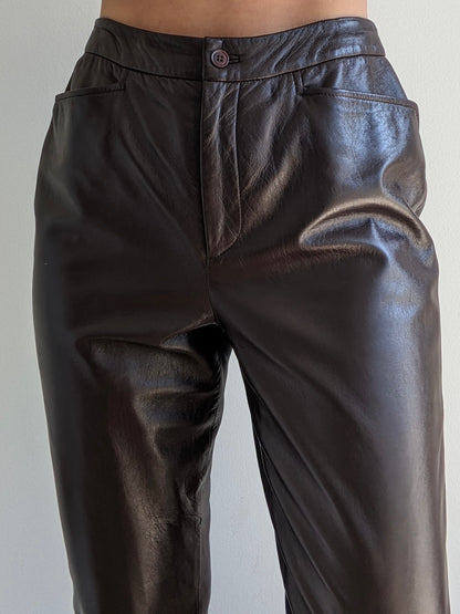 Incredible Vintage Espresso Leather Pants