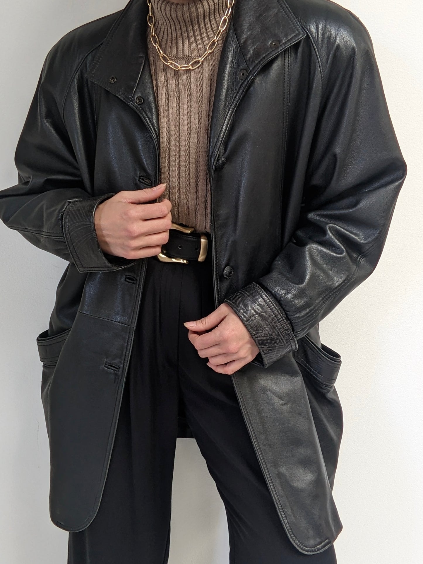 Bold Vintage Ink Leather Coat