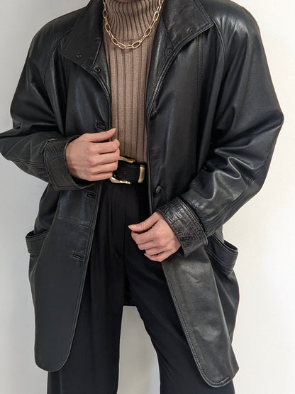 Bold Vintage Ink Leather Coat