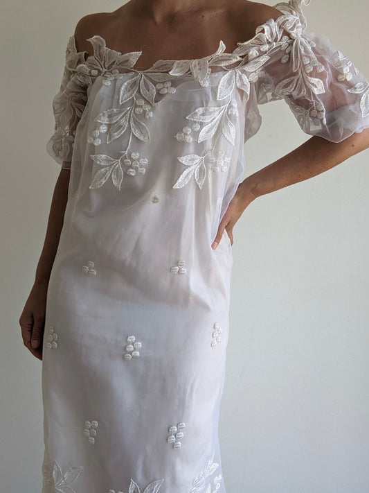 Incredible Vintage Embroidered Organza Dress