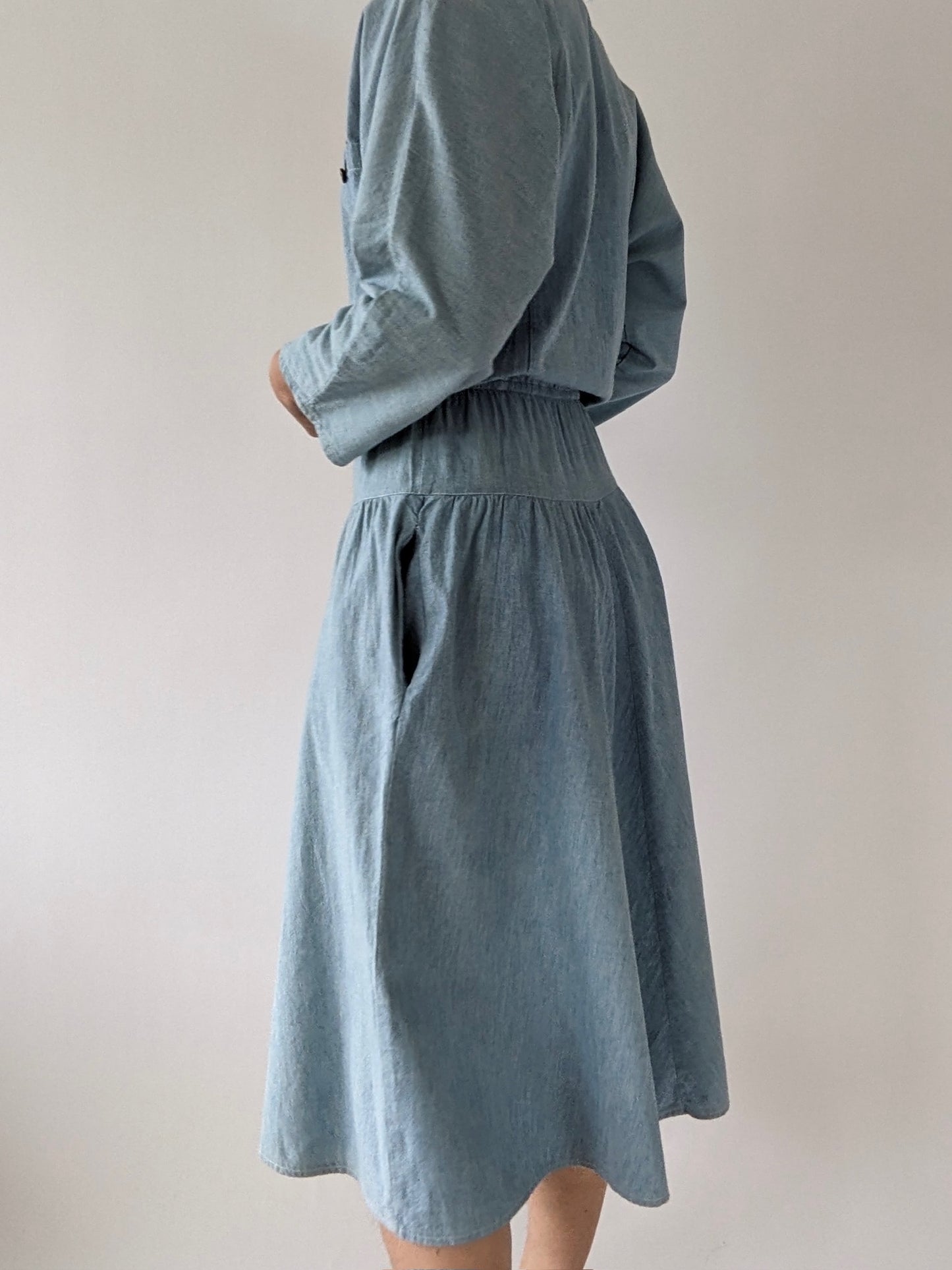 Lovely Vintage Chambray Dolman Sleeve Dress