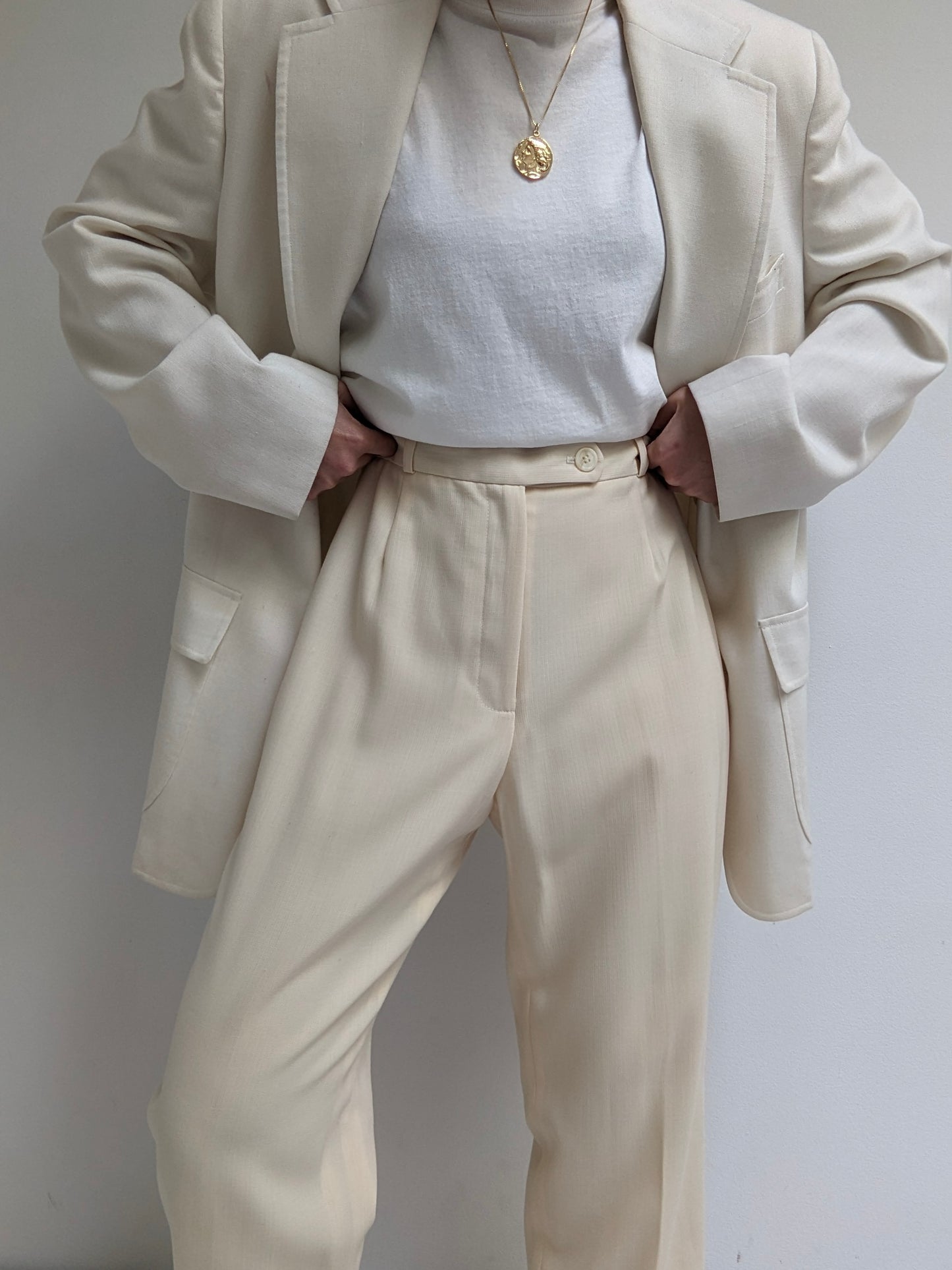 Vintage Buttercream Wool Trousers