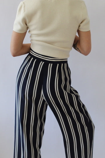 Rare Vintage Striped Silk Wide Leg Pant