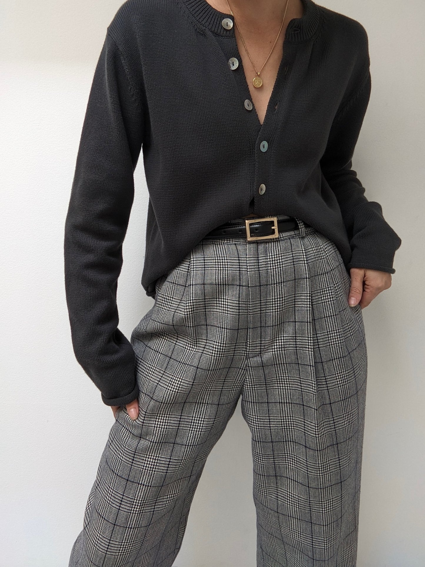 Vintage Plaid Wool Trousers