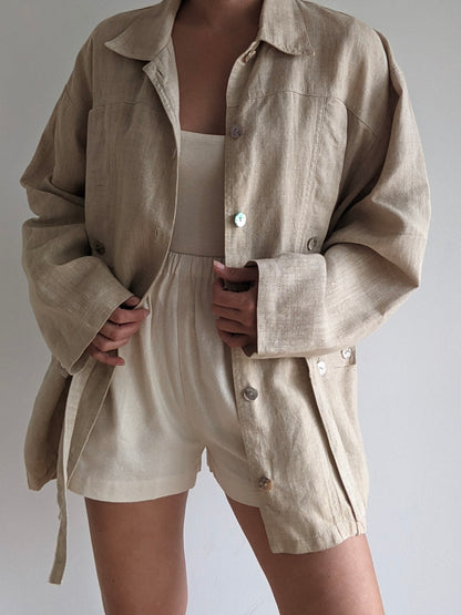 Lovely Vintage Oat Woven Linen Jacket