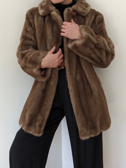 Luxury Vintage Plush Faux Fur Coat