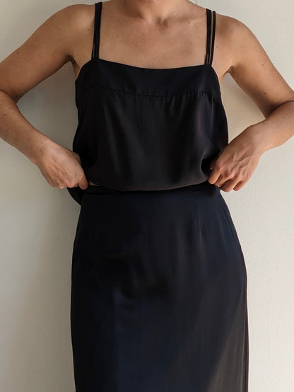 Vintage Ink Black Silk Slip Top