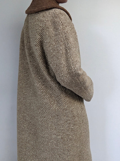 Amazing Vintage Almond Tweed Wool Coat