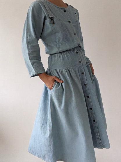 Lovely Vintage Chambray Dolman Sleeve Dress