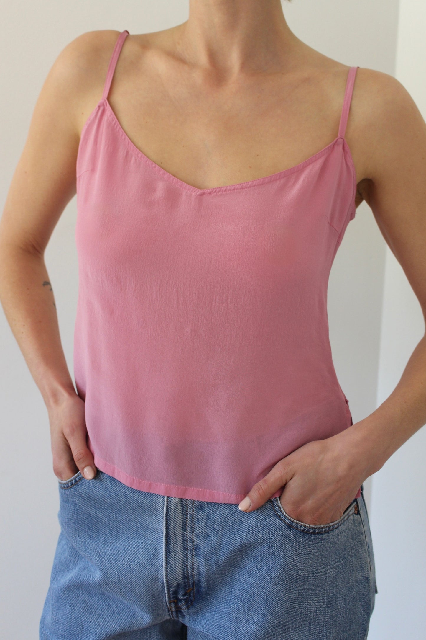 Blush Silk Slip Tank