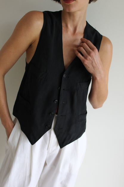 90s Vintage Smoke Silk Vest