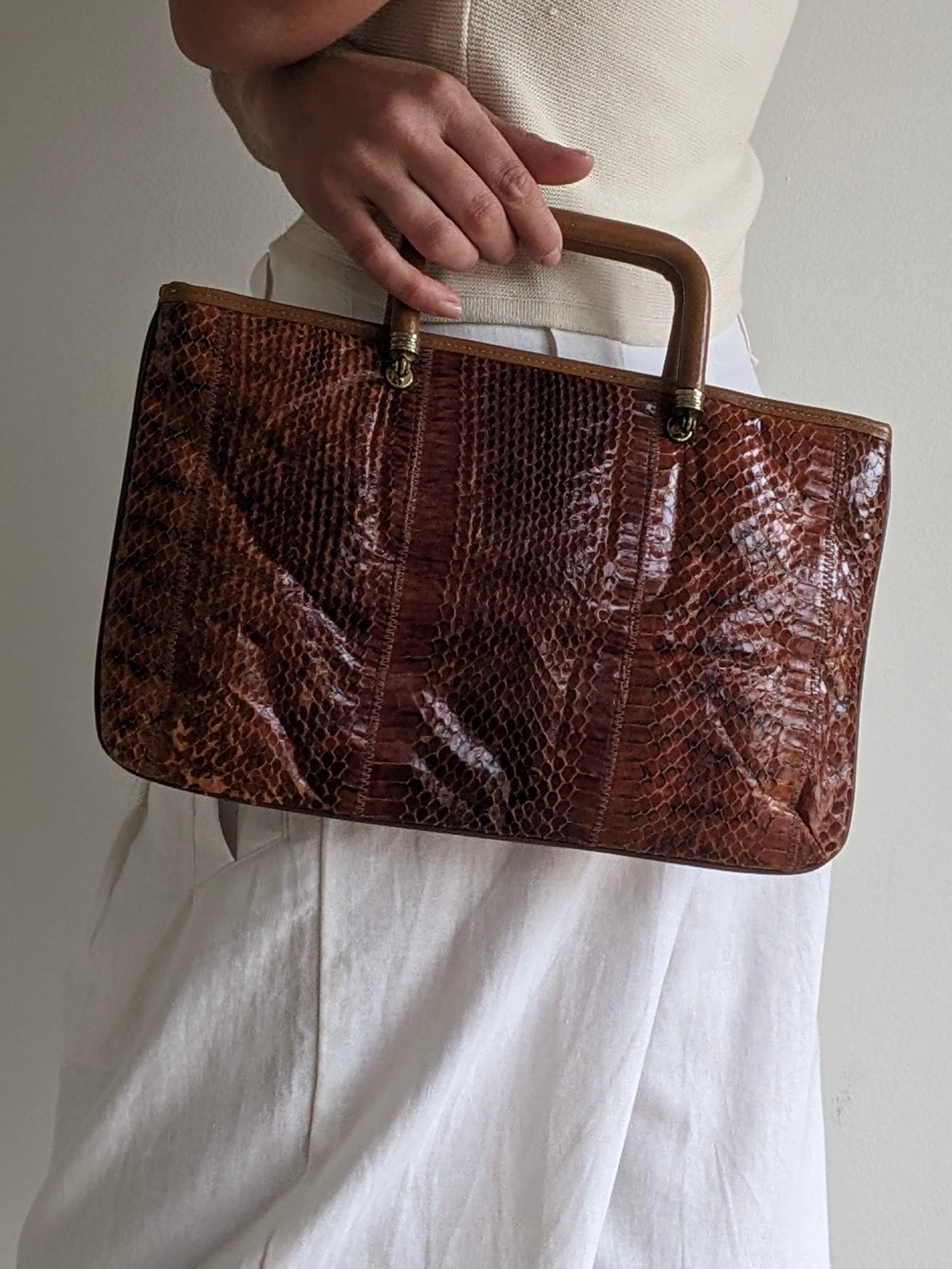 Amazing Vintage Snakeskin Chain Purse