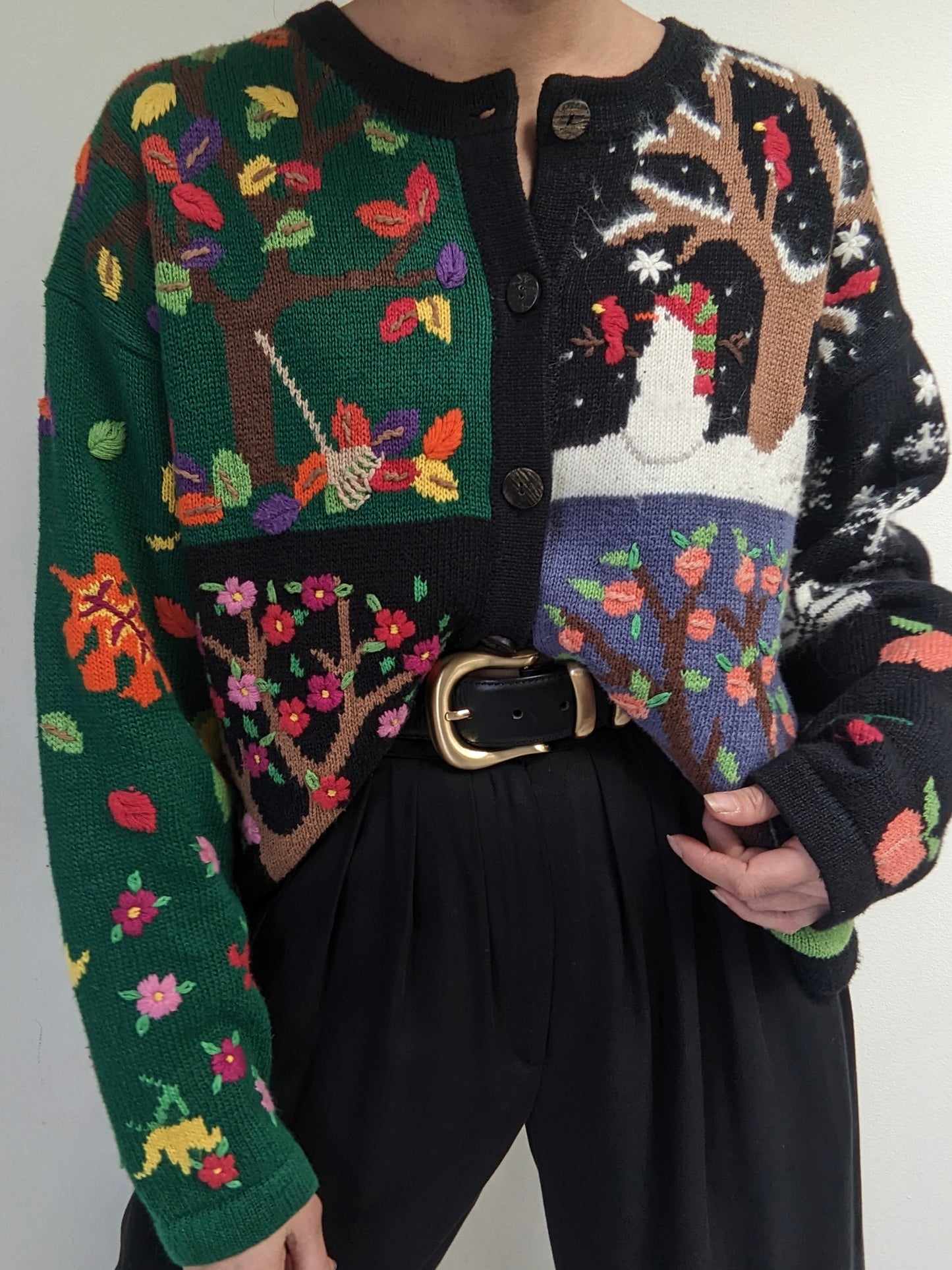 Amazing Vintage Embroidered Seasons Cardigan
