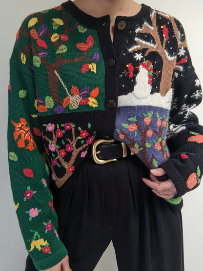 Amazing Vintage Embroidered Seasons Cardigan