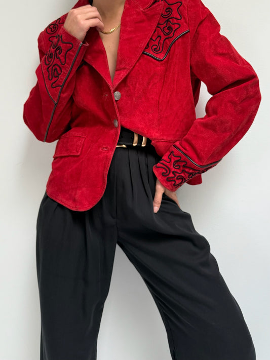 Vintage Crimson Suede Blazer