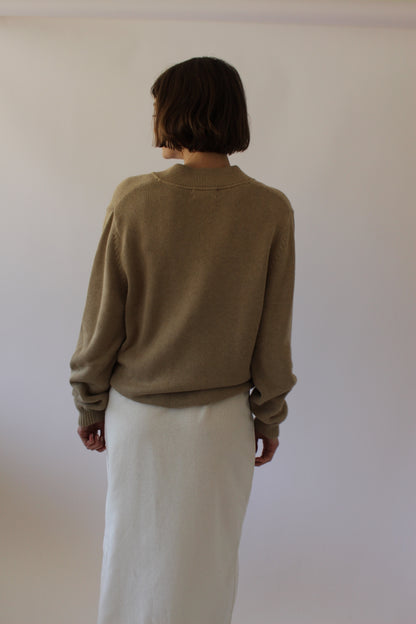 Favorite Vintage Latte Cotton Henley