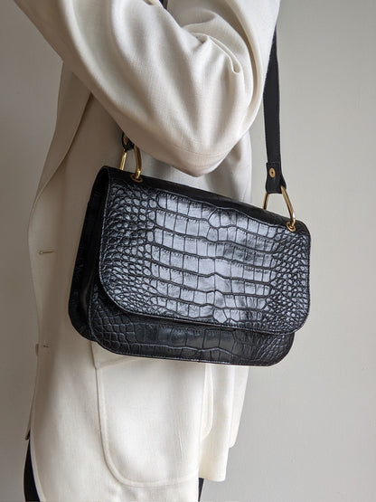 Vintage Saks Black Embossed Leather Purse