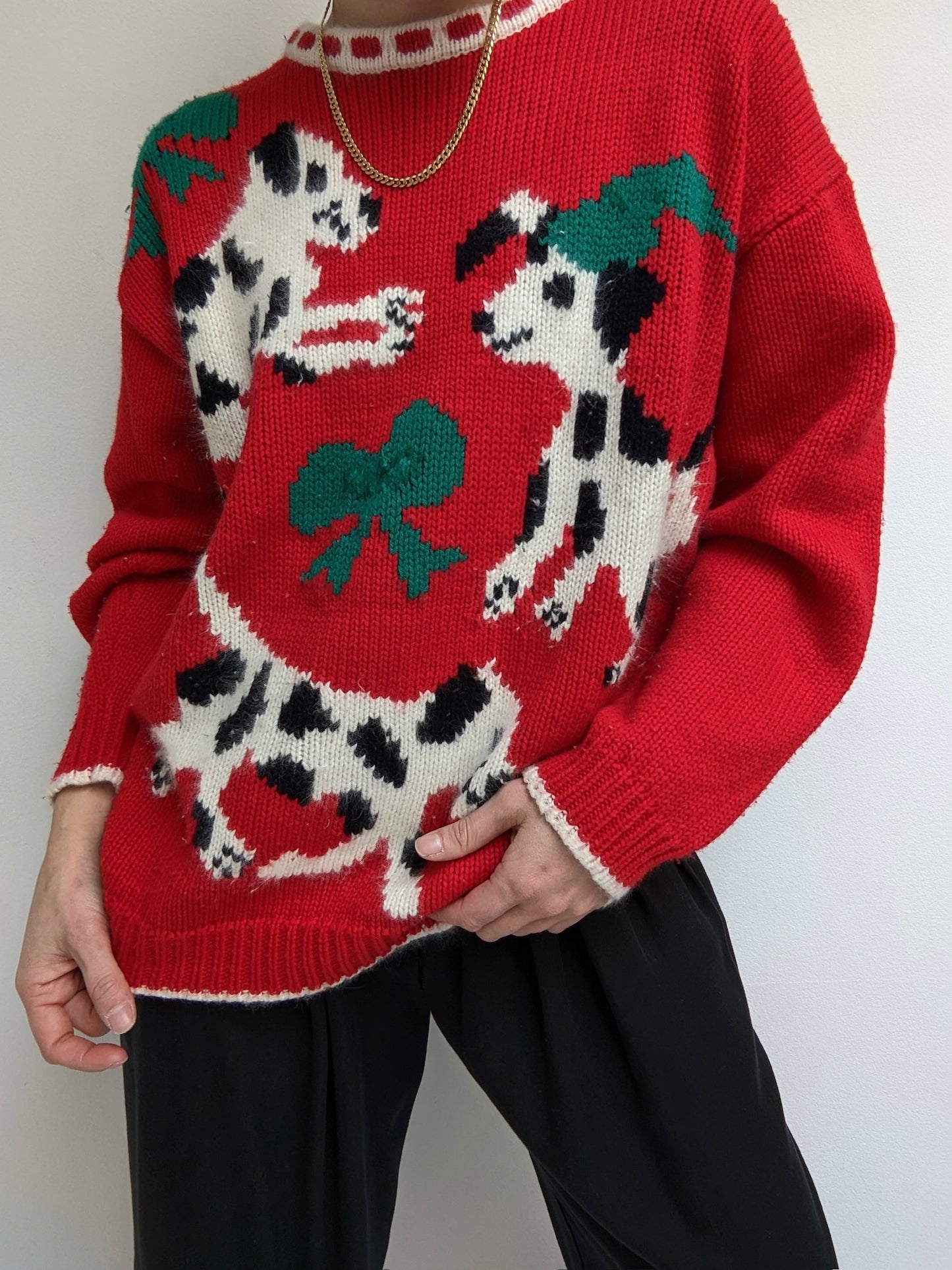 Incredible Vintage Angora Dalmatian Sweater