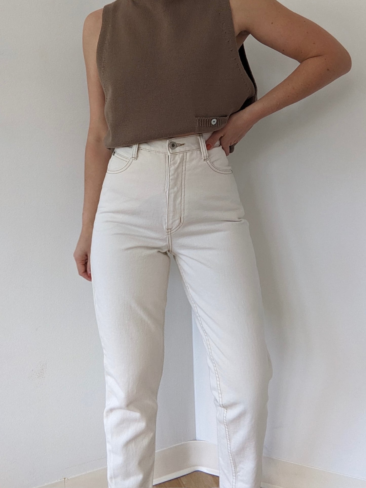 Vintage Bone White High-Rise Denim