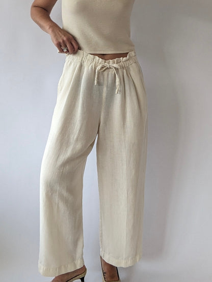 Vintage Buttercream Linen Leisure Pants