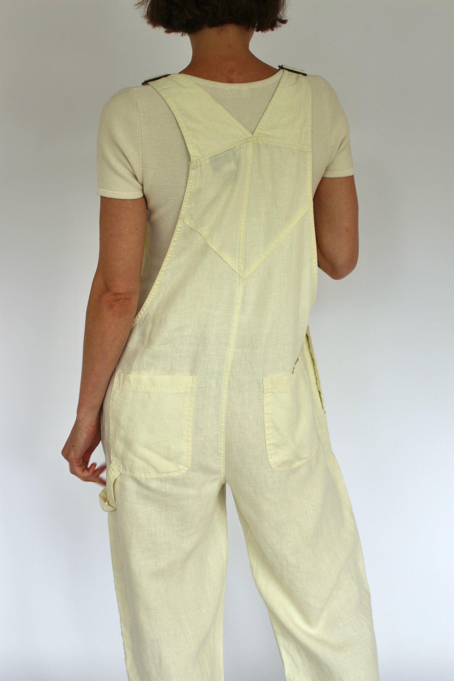 Vintage Pale Lemon Linen Overalls