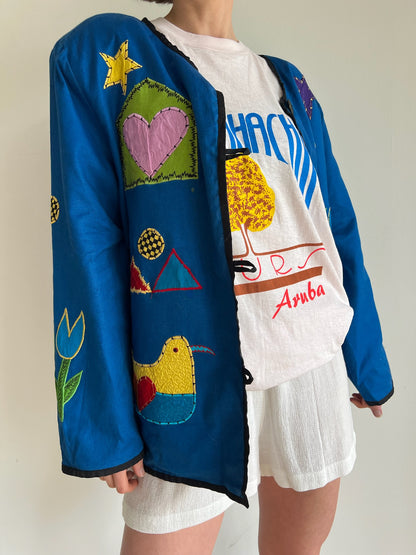 Vintage Whimsical Appliqué Rouleau Jacket
