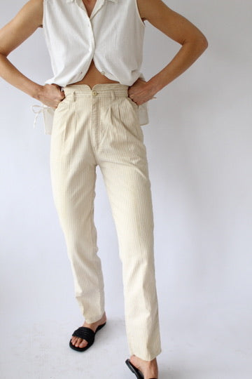 Vintage Sand Stripe Pleated Trouser
