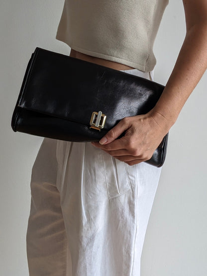 Vintage Italian Onyx Leather Clutch